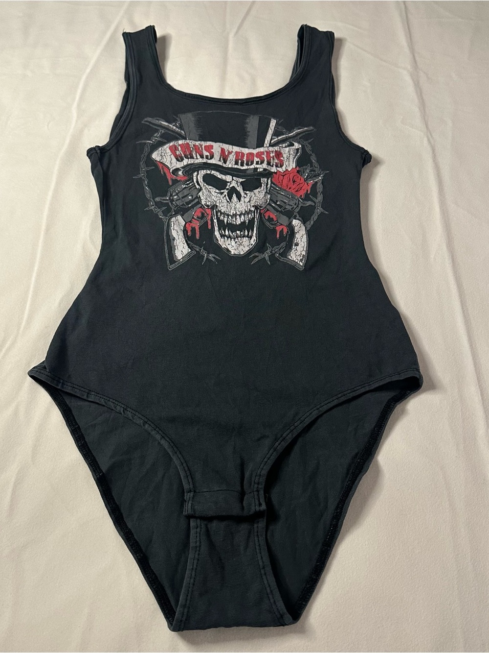 H&M Guns N Roses grey bodysuit festival rave party XS vintage Y2K 2000s concert
